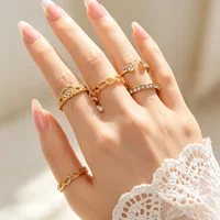 Ensemble de bagues élégantes en forme de cœur et de lune pour femmes, bijoux à la mode, style mixte, pour anniversaire, usage quotidien, vente en gros, 20/30/50 pièces/lot 6