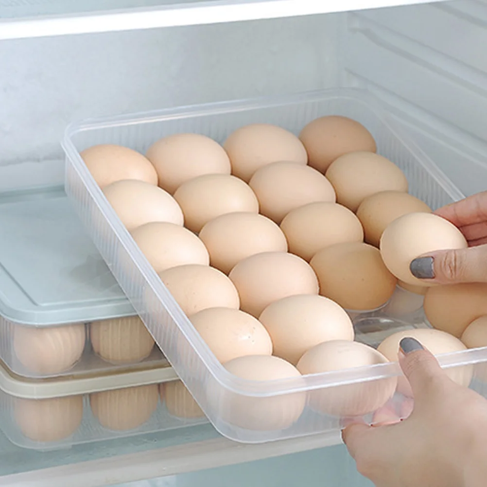 

2pcs Refrigerator Egg Storage Box Large Capacity Stackable Dust Proof Corrosion Resistant Container Plastic Travel Tray