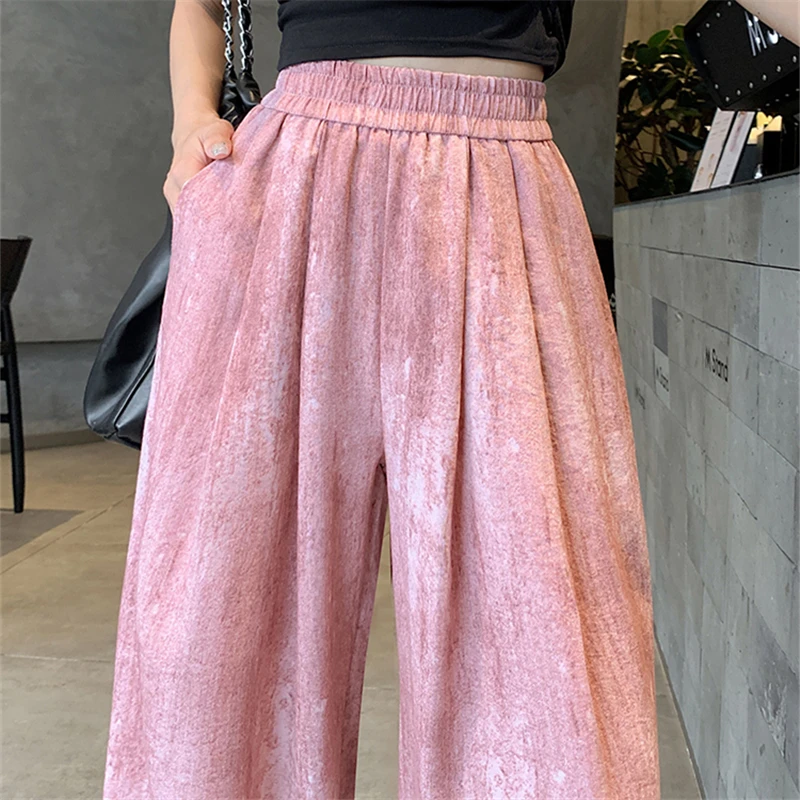 

High Waist Cotton and Linen Women's Wide Leg Full Pants Summer Female Elegant Minimalism Straight Loose Trousers 2024 New Autumn