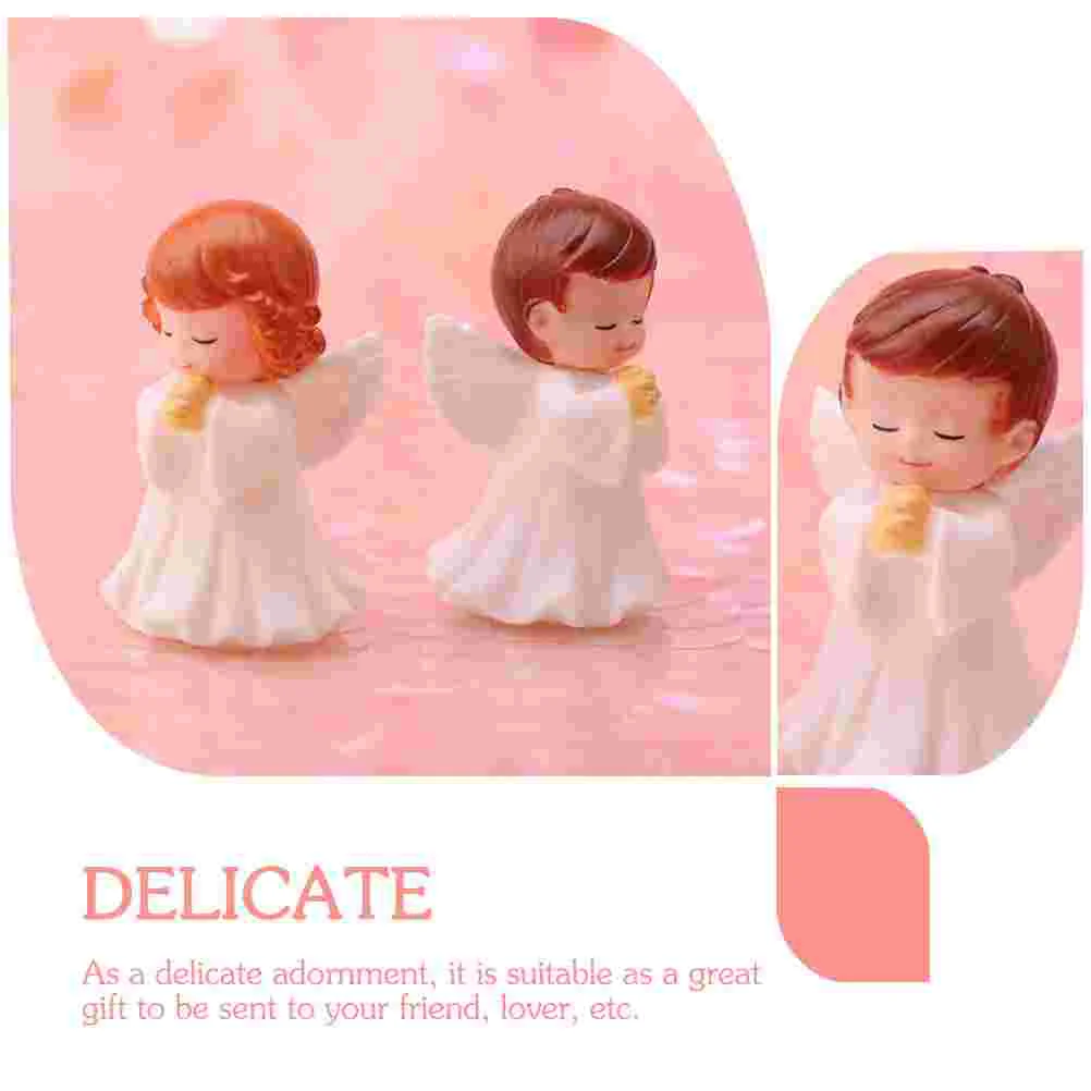 4 Pcs Praying Angel Baby Figurine Statue with Wing Boys Shape Ornament Vinyl Home Office Table Decor