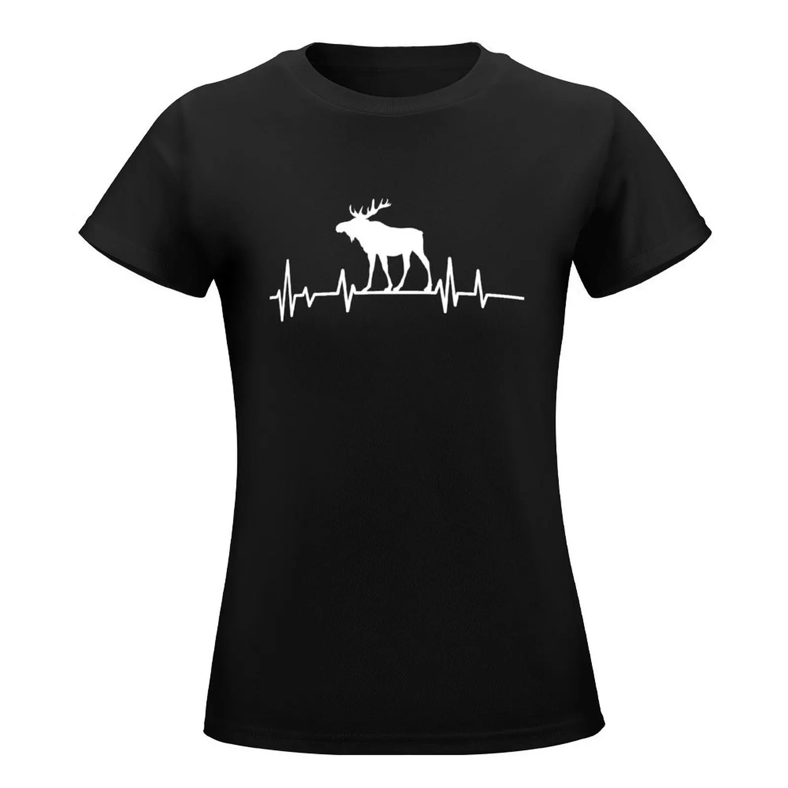 moose heartbeat lover,moose gift animal moose nature in alaska elk T-Shirt anime clothes animal print summer blouses woman 2024