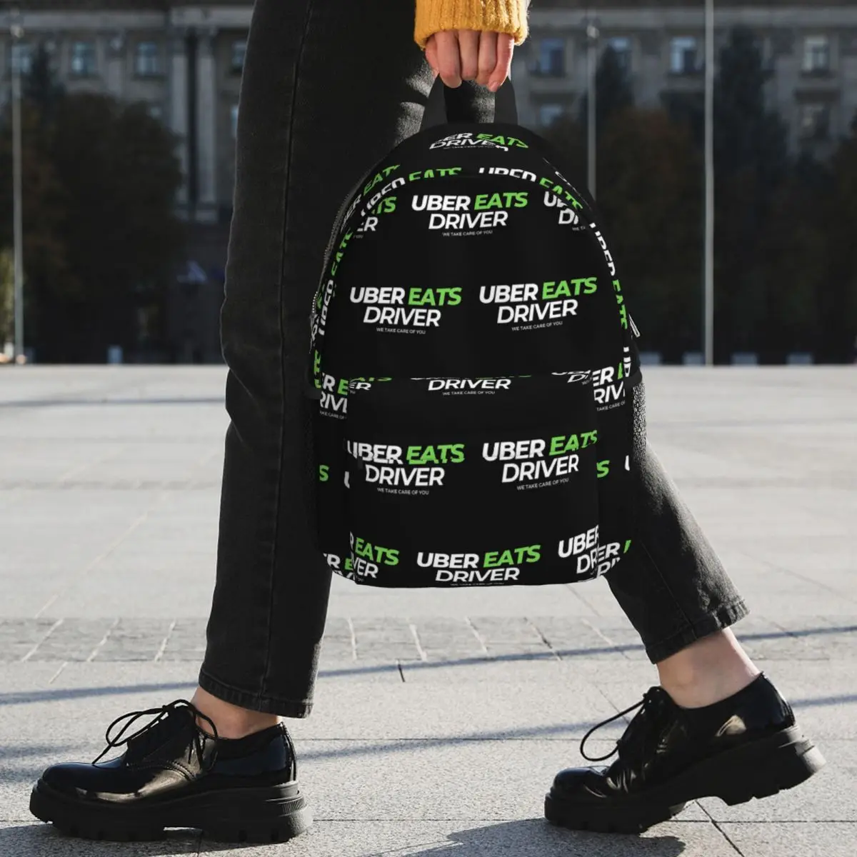 Uber Eats Driver Logo Food Delivery Driver Backpack Student BookBag Men Women School Bag Laptop Shoulder Bags