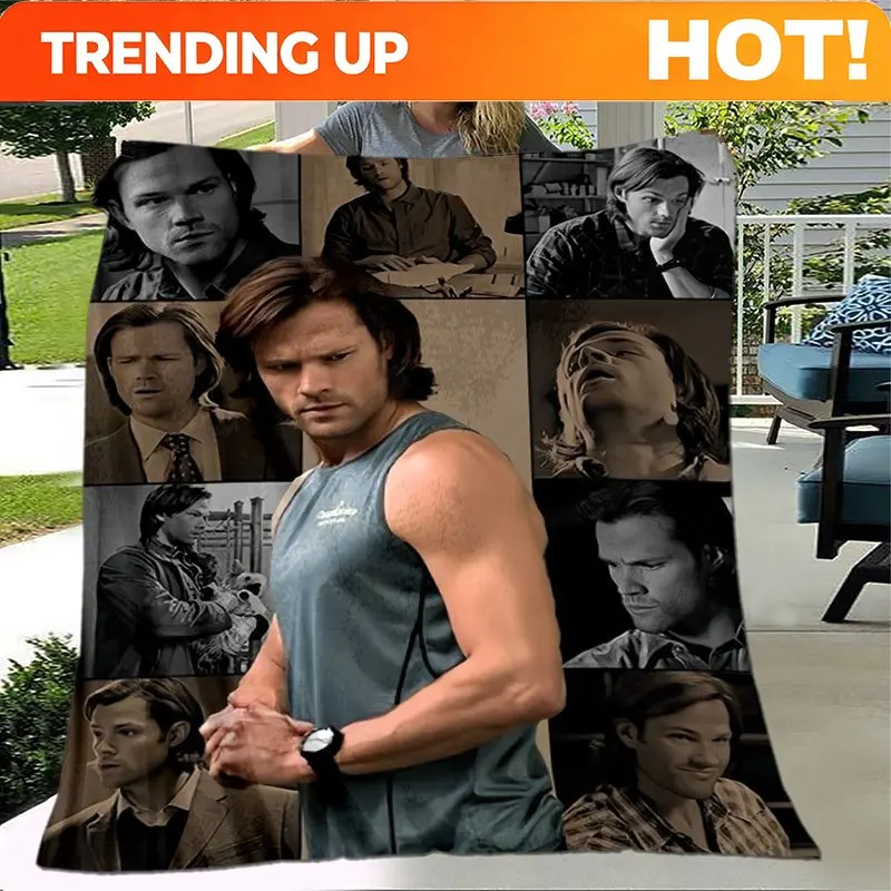 Customize 1pc Vintage Design Blankets Featuring Supernatural Sam, Perfect for Home, Office, Or Picnics. This Warm And Cozy Blank