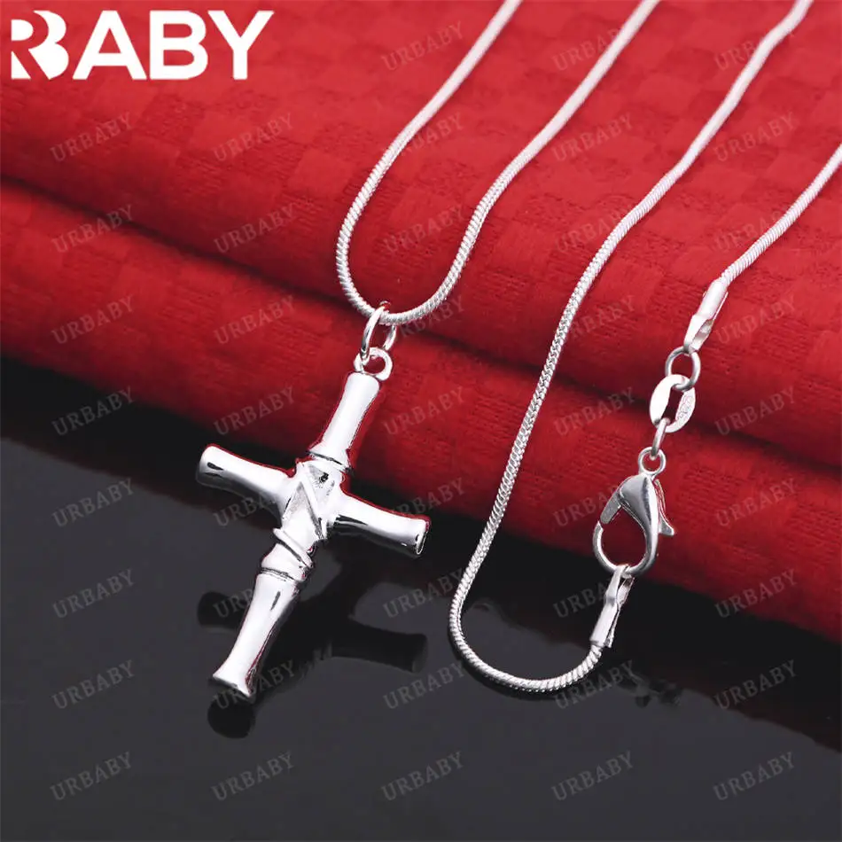 

URBABY 40-75 см стерлингового серебра 925 пробы ожерелье с подвеской в виде креста для женщин и мужчин очаровательные трендовые подарки на день рождения модная вечеринка