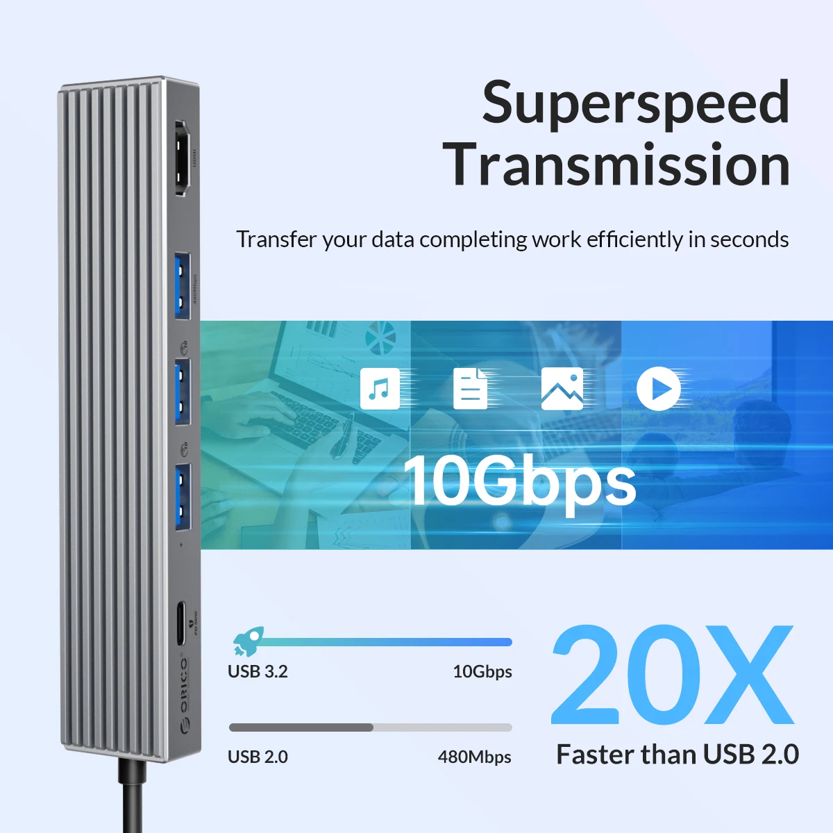 ORICO 10Gbps 4K60Hz USB HUB Type C Docking Station HDMI-compatible Splitter PD 100W Adapter for MacBook Pro Laptop Accessories