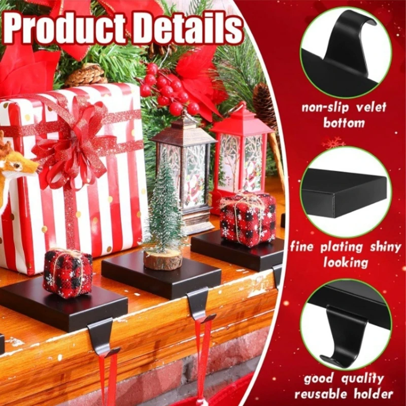 مجموعة من 4 شماعات تخزين فعالة لعيد الميلاد، شماعات بخطاف رف عيد الميلاد للتخزين والتعليق وديكورات عيد الميلاد