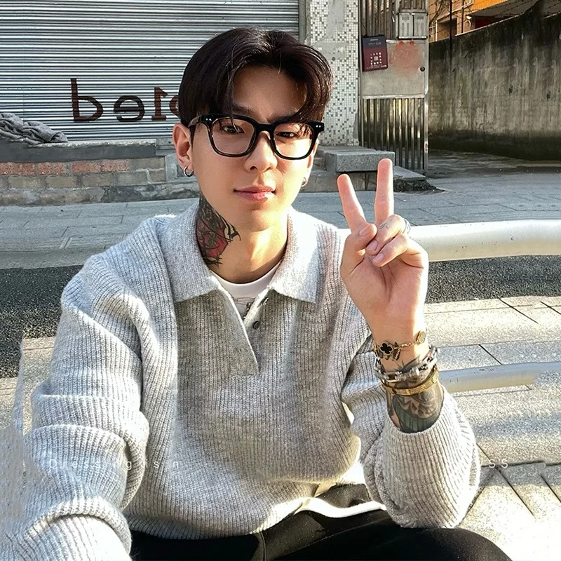 

Осень-зима, большой размер 250, мужской свитер Pou, вязаный воротник Генри, ленивый, повседневный, из полиэфирного волокна, длинный све