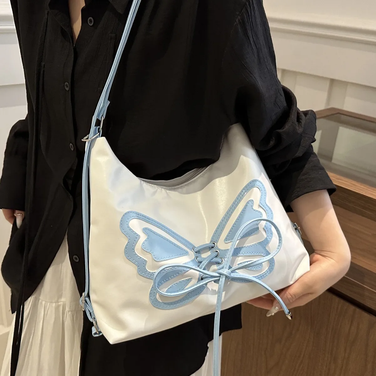 

2025 Large Capacity Womens Backpack Trendy Bow Tote Bag Stylish Shoulder Underarm Purse Premium Student Bag