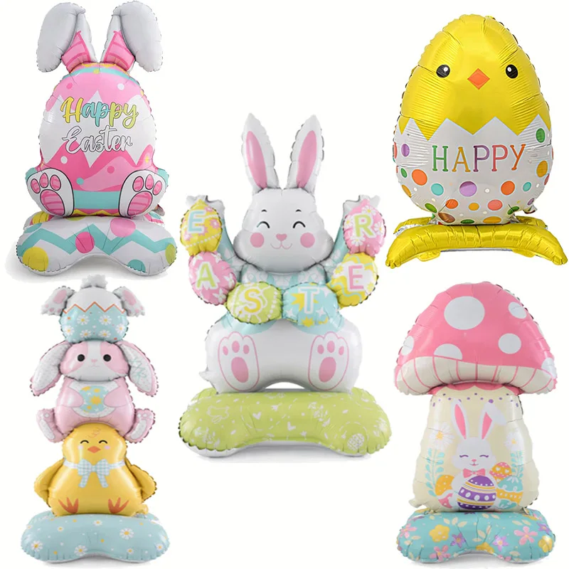 Niedlicher Osterei-Hase, stehender Ballon, Osterdekoration, großer Hase, Folienballon, Kinderparty, Geschenk