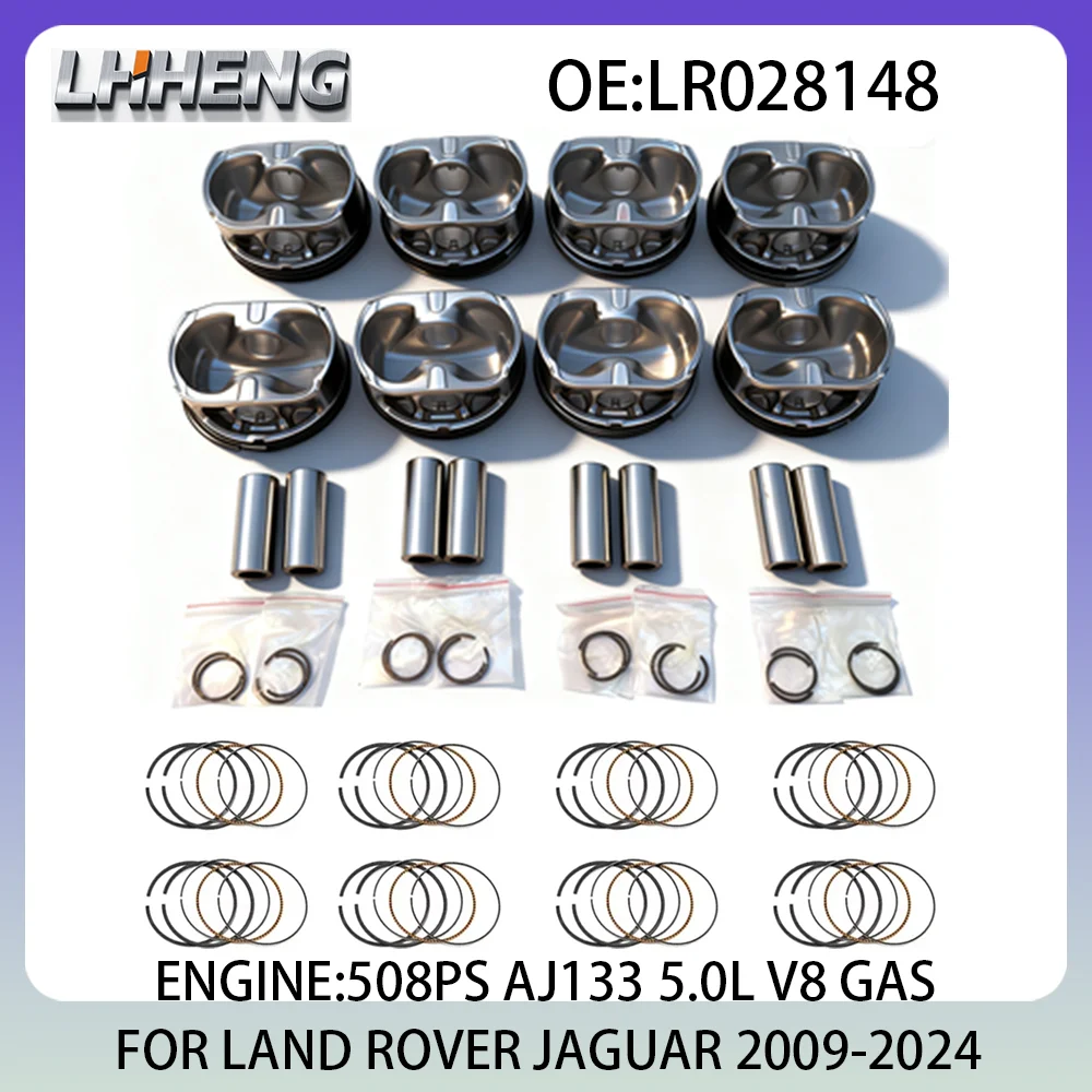 508PS AJ133 ENGINE PISTON & RING 8 PCS SET FOR LAND ROVER DEFENDER RANGE ROVER JAGUAR 5.0L 5.0 L T GAS 09-24 LR012290 LR028148