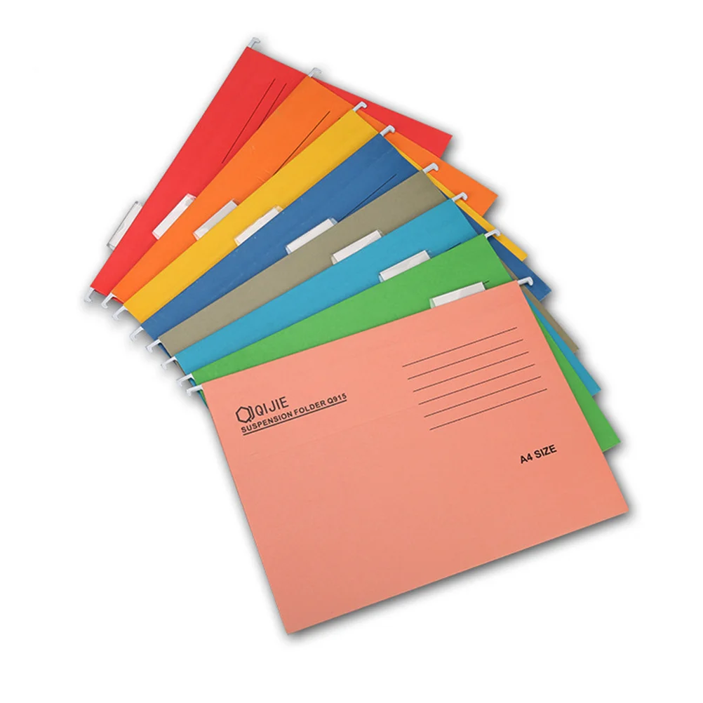 

8pcs Hanging File Folder Paper Bright Office Use Wide Opening Classification Label Included File Organizer