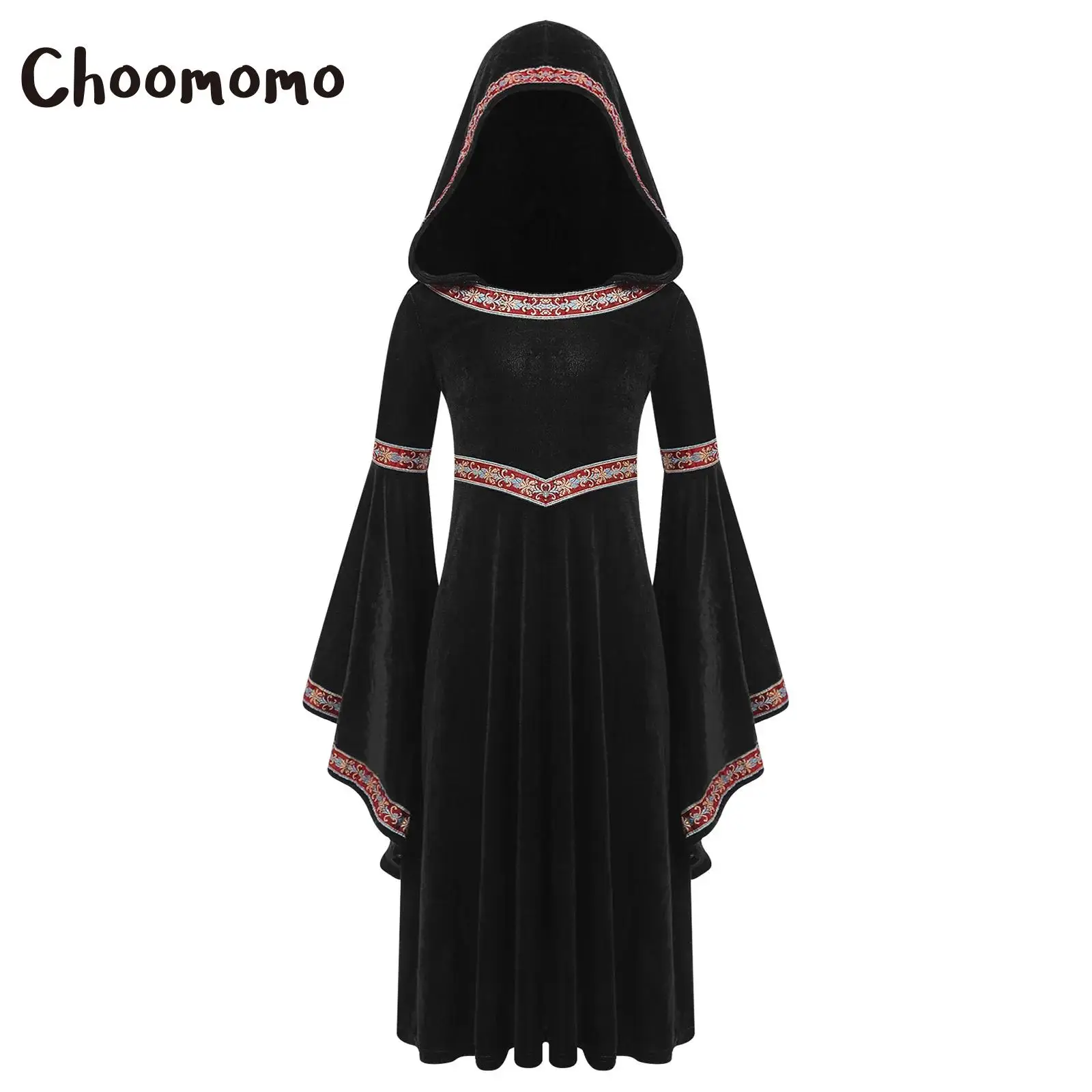 

Kids Girls Medieval Princess Costume Halloween Cosplay Hooded Robe Velvet Gown for Historical Reenactment and Carnival Dress Up