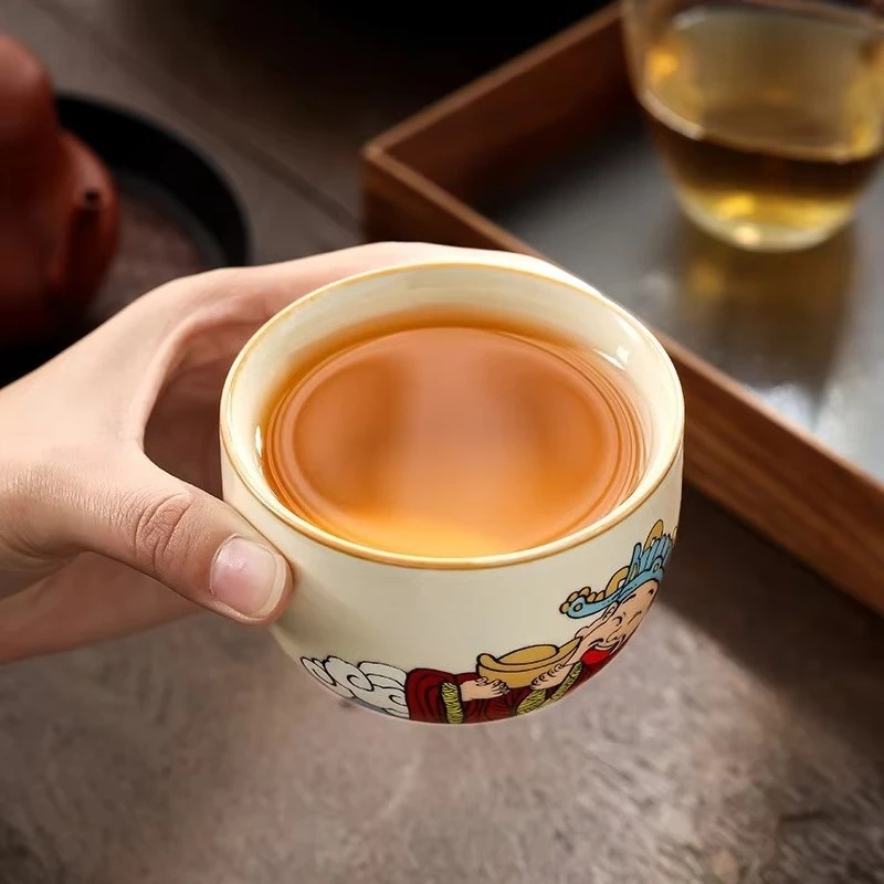 Ru Kiln Ceramic Tea Cup Crackle Glaze Personal Master Cup High End Develops Patina Gongfu Tea Ware Collection Gift