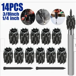 14 Pieces Spot Weld Drill Bits With 1/4in Shank Double Sided Spot Welding Equipment For Stainless Steel Iron Aluminum Plate