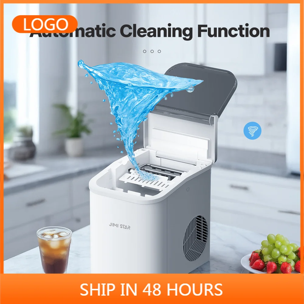 Portable Mini Bullet Ice Maker with Carry Handle, Automatic Operation, 9 Bullet Ice, Bottled Water Input for