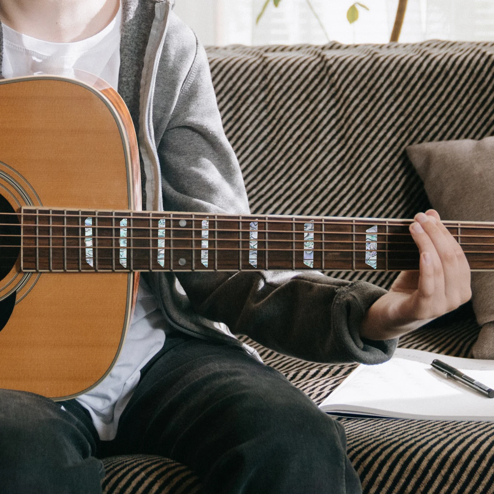 

2 Pcs Sticker Fretboard Decal Guitar Fretboard Sticker Electric Acoustic Instrument Decor PVC Durable Waterproof