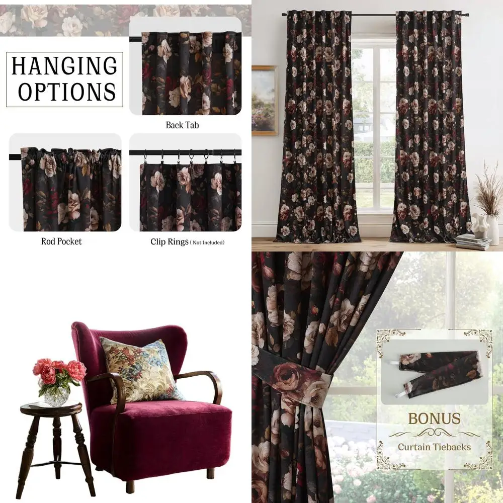 

Винтажные цветочные термоизоляционные шторы для дома, 96 дюймов, 50x96, 2 панели