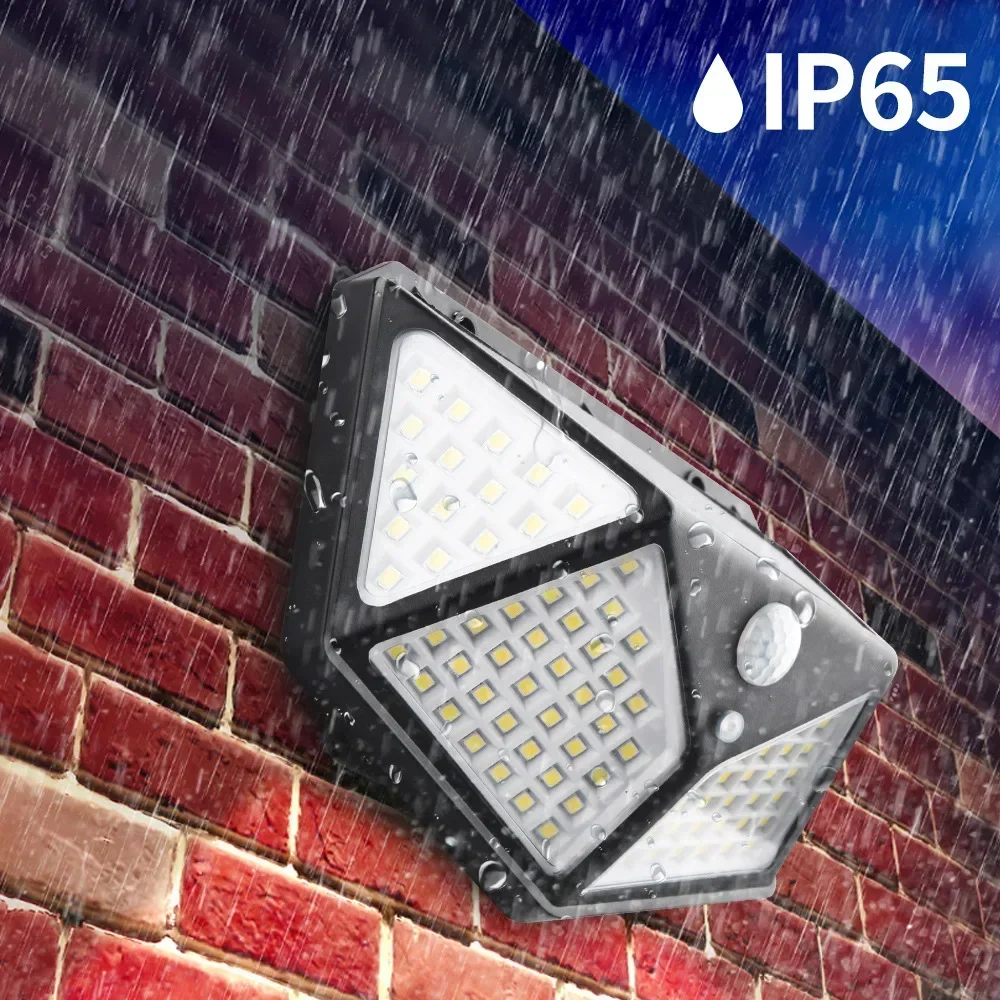 Imagem -02 - Sensor de Movimento Solar Powered Wall Lights Lâmpada Exterior Impermeável Sunlight Street Light Jardim Luz 100 Led