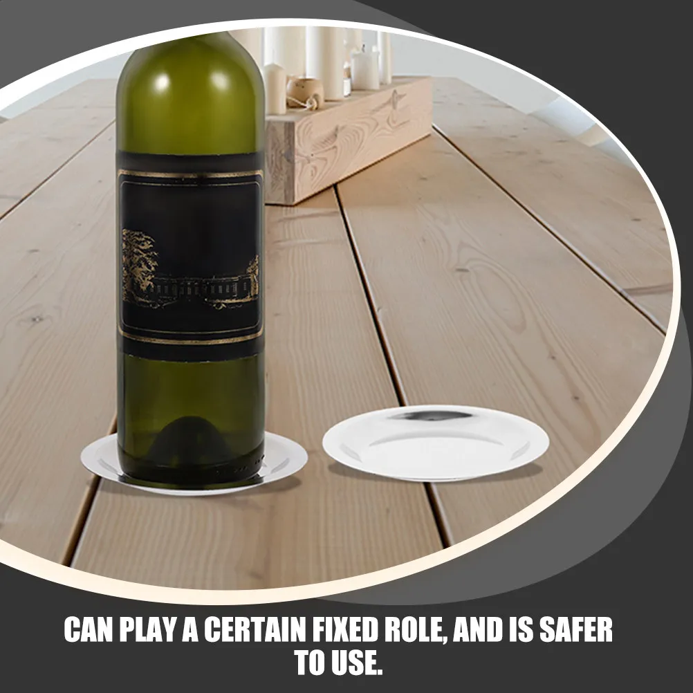 8Pcs Thickened Stainless Steel Wine Bottle Coaster Multi Function Heat Insulation Pad for Kitchen Dining Room Bar Home Office