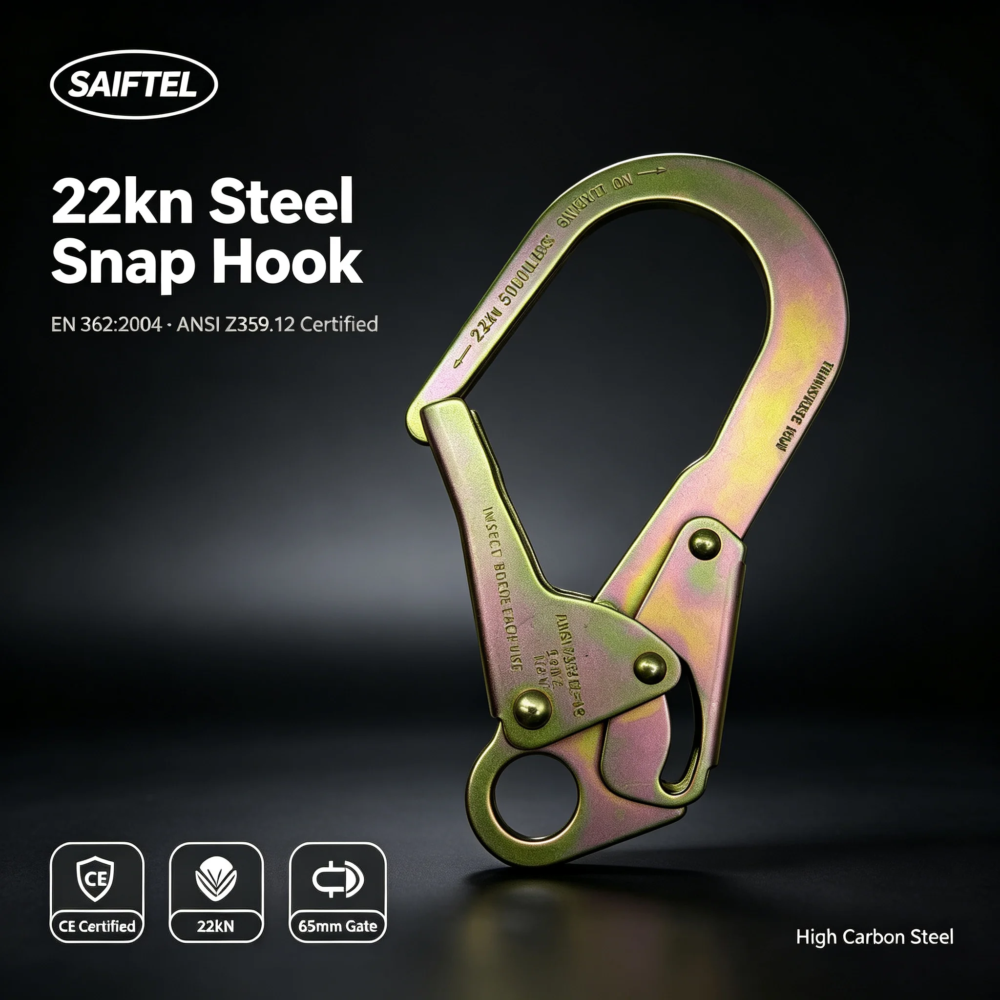 Locking Snap Hook Auto Locking Carabiner Heavy Duty Portable Practical Sturdy Clip for Downhil Camping Caving Rock Climbing