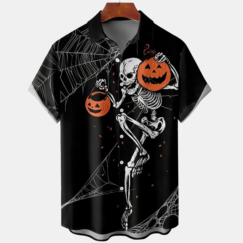 Fashion New Halloween Style Graphic Shirts Outdoor Casual Men's Fashion Clothing Halloween Gift Personalized Pumpkin Head Tops