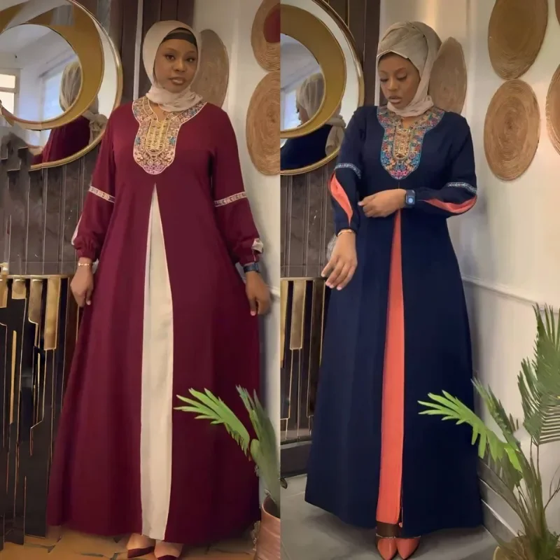 

Индивидуальное Рамадан Ид Абая Дубай Турция Ислам Мусульманская вечеринка Длинное платье Абая для женщин Кафтан Марокаин Де Вечернее платье Femme Mu