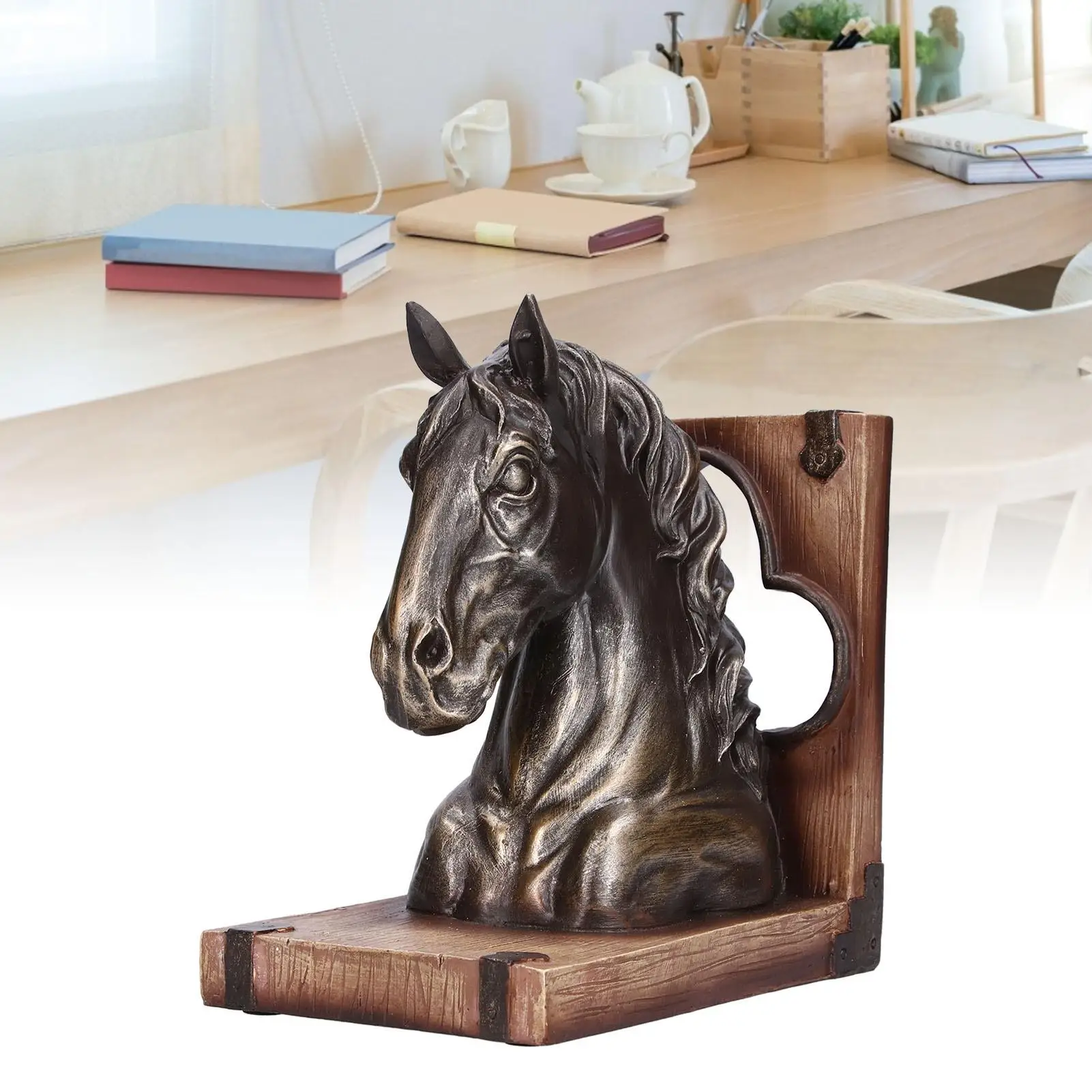 Stylish Multifunctional Horse Head Resin Bookends for Home Office & Living Room Decor