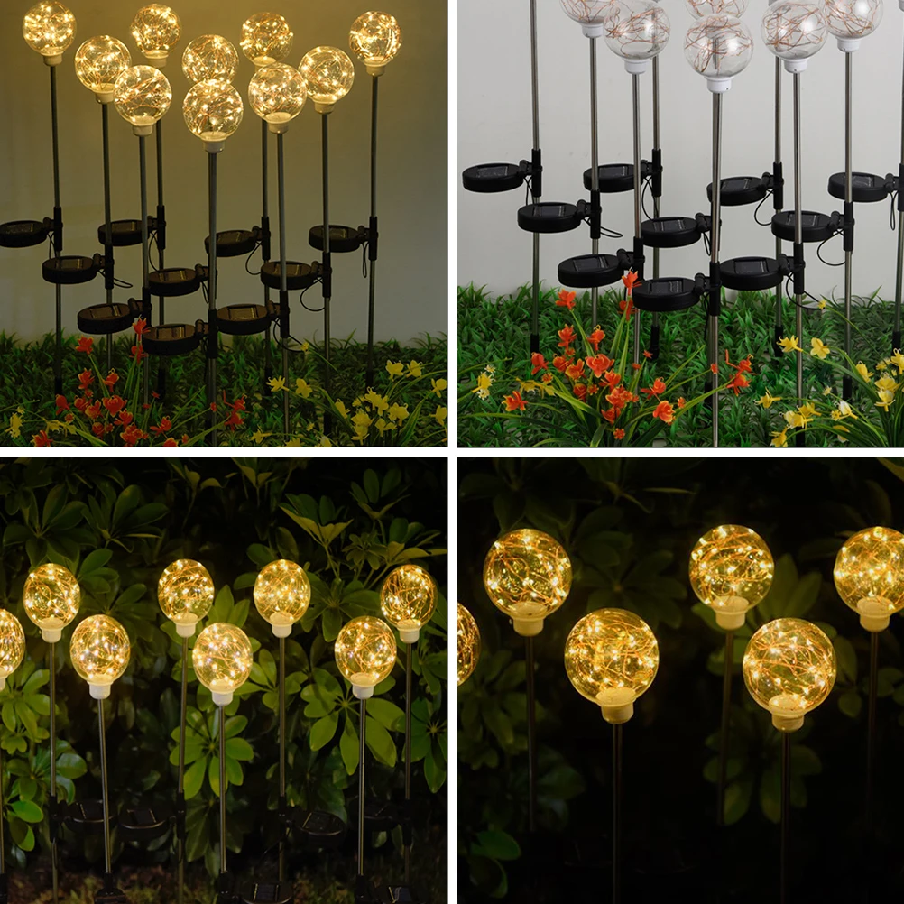

2Pcs Solar Ground Inserted Lamp Light LED Waterproof Outdoor Lights Ball Power Garden Energy Saving Festive Solar Panel
