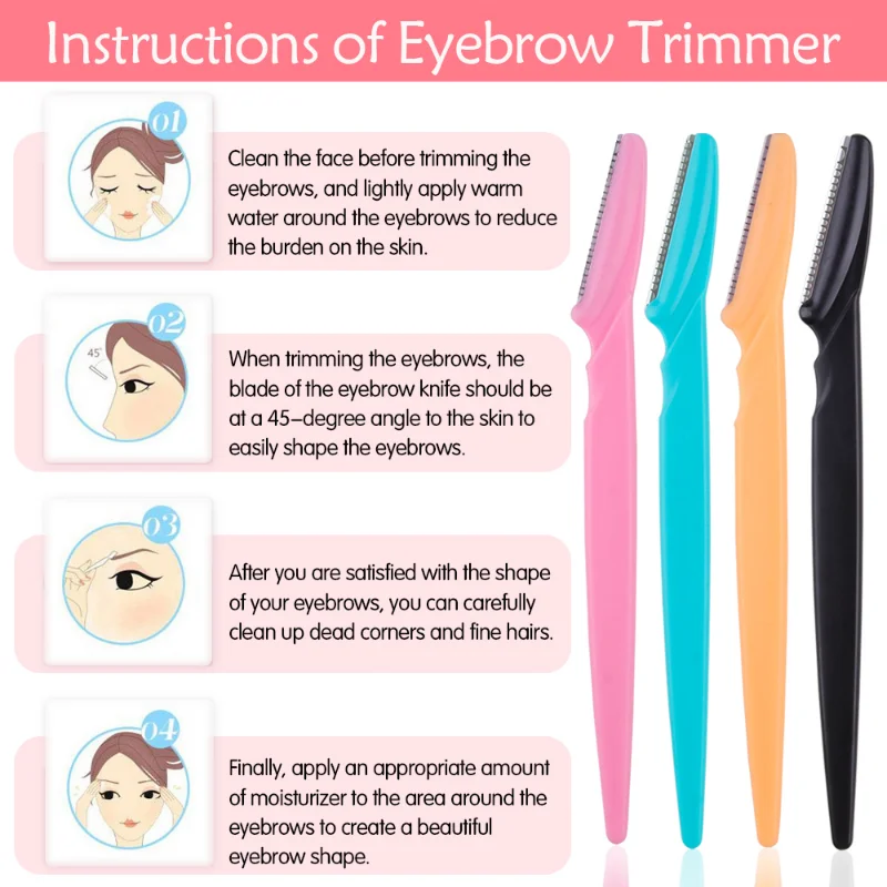 Yunduogirl 5/10/20Pcs Eyebrow Trimmer Set Women Face Hair Remover Brow Scissors Comb Safe Blade Scraper Shaver Makeup Tool