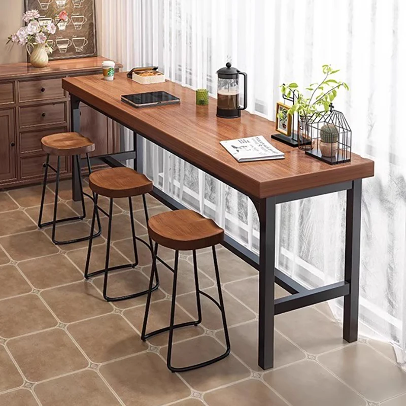 

Reception Brown Bar Table Metal Square Minimalist Midcentury Bar Dining Table Modern Square Mesa Pared Living Room Furniture