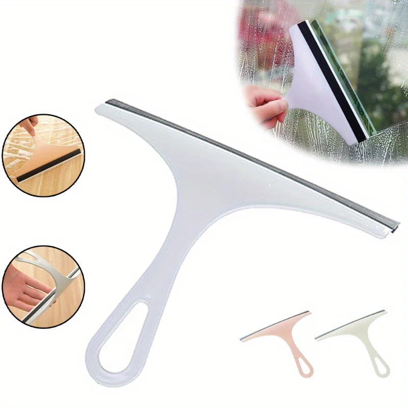 3 household cleaning bathroom mirror cleaners with silicone blade holder hooks, car glass shower wipers, window glass wipers