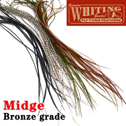 Hand selected Whiting bronze rooster saddle fly tying feathers 20feathers pack midge size trout fishing dry fly hackle feathers