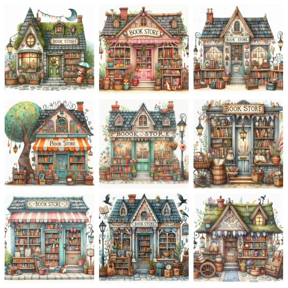 New 5D Shop Cabin Diamond Painting Set Cartoon DIY Diamond Embroidery Mosaic Rhinestone Art Home Decoration Gift