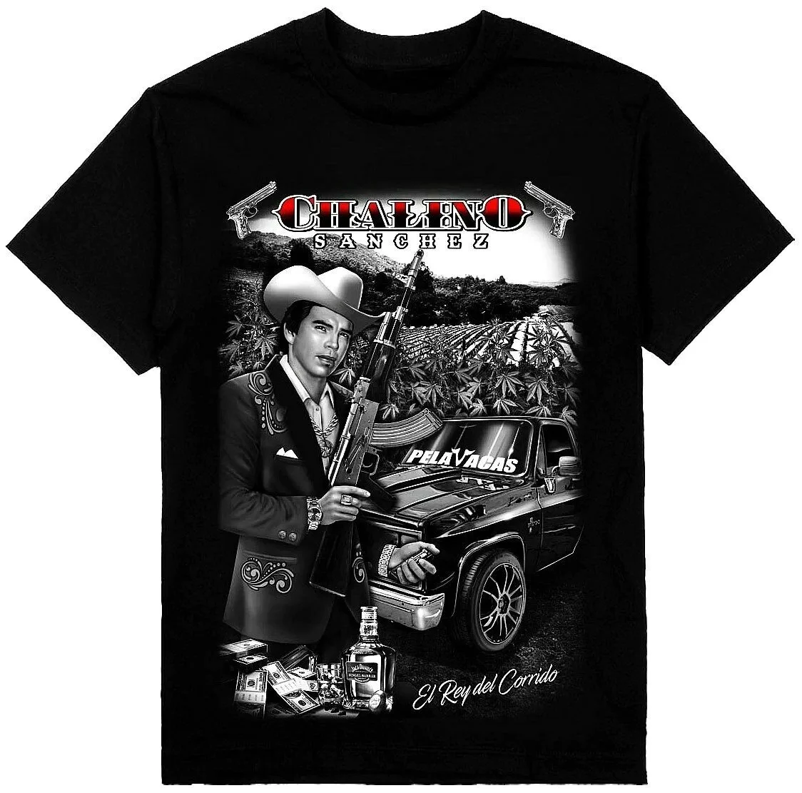 

Chalino Sánchez Cotton Short Sleeve Black S-2345XL Unisex T-Shirt TMB1628