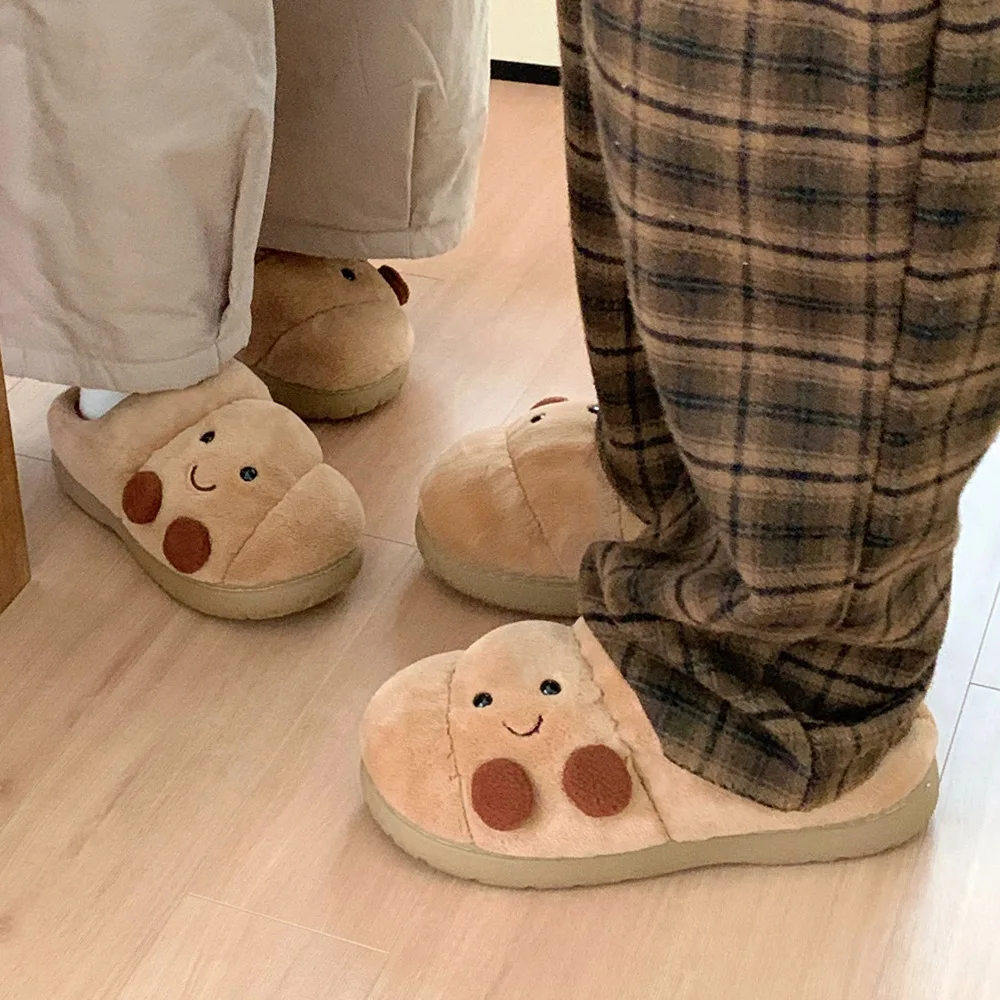 Frauen Innen Flauschigen Hausschuhe Nette Cartoon Herbst Winter Haus Schuhe Warme Faux Pelz Anti-slip Mädchen Student Hause Baumwolle rutschen – Detail 9