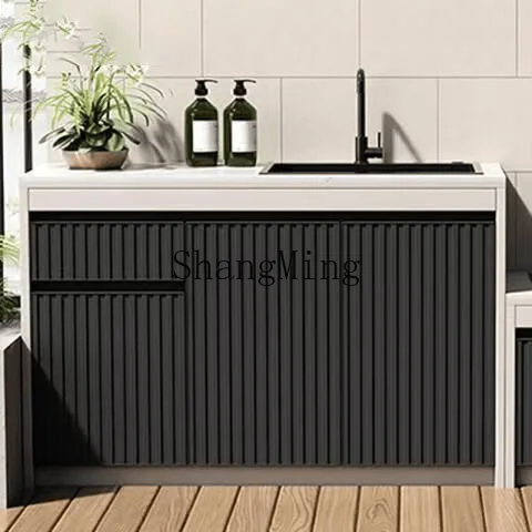 FG Cabinet Outdoor Garden Villa Waterproof Sunproof  Storage Cabinet Outdoor All-Aluminum Alloy Rock Slab Wash Basin Integrated