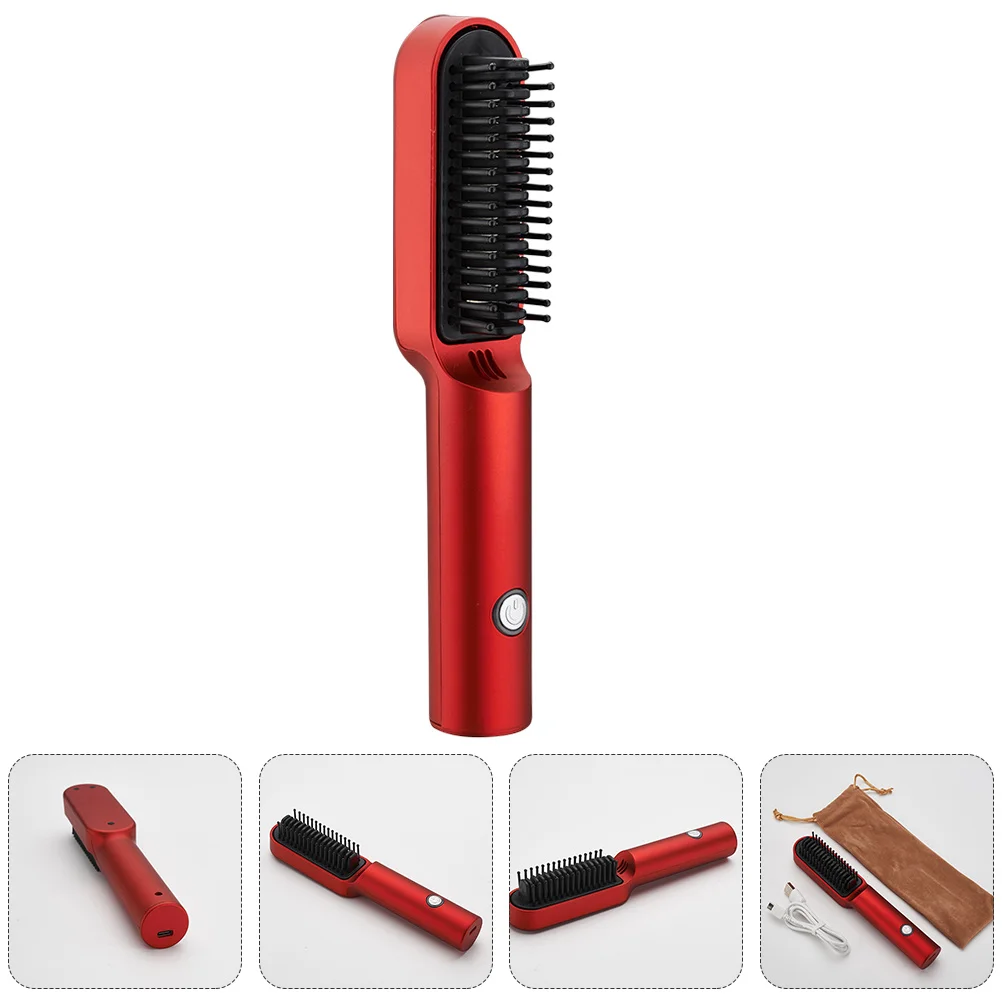 Piastra per capelli senza fili ricaricabile USB pettine portatile da viaggio bigodino per capelli denti arrotondati lisci strumento per lo styling antiscottatura