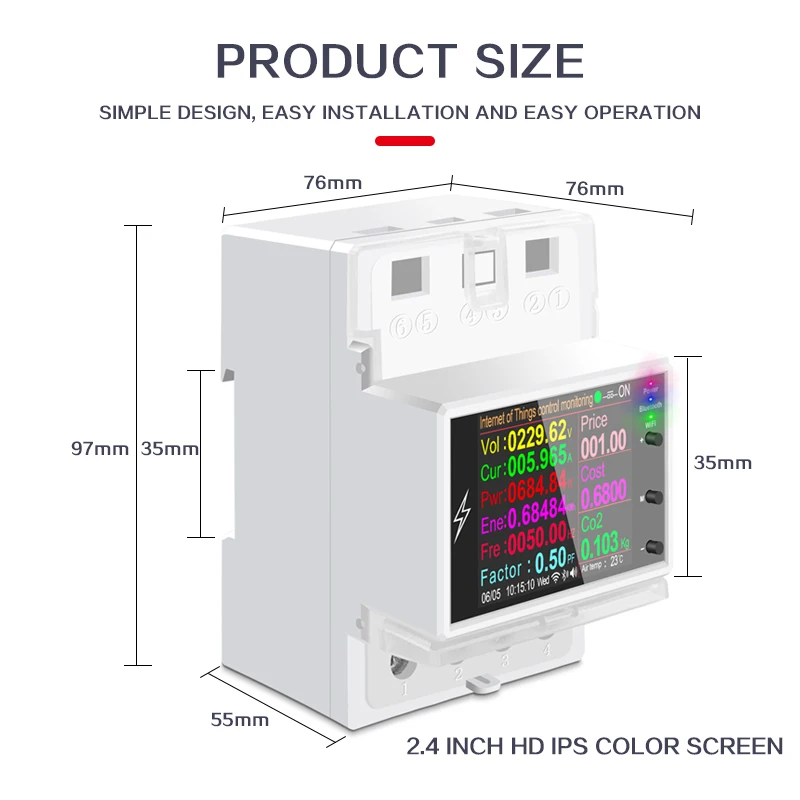 Tuya App Single phase Din rail WIFI Smart Energy Meter Power Consumption kWh Meter wattmeter with Alexa for Smart home