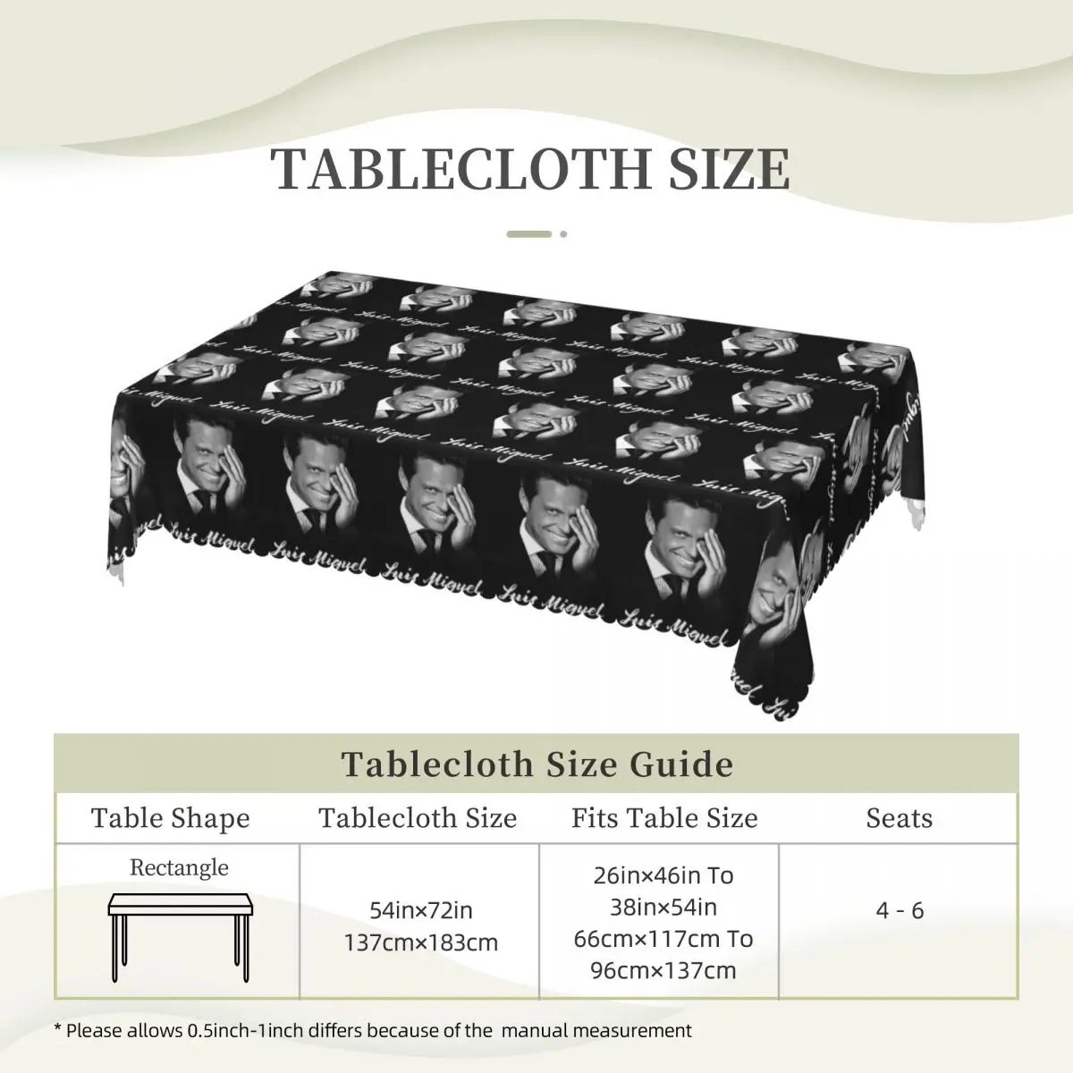 El Sol De Mexico Luis Miguel Custom Rectangular Tablecloth Oilproof Table Cover for Dining Events Table Cloth