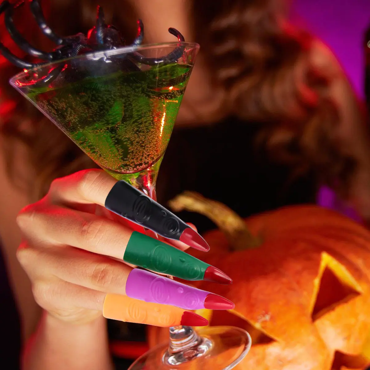 

20 Pieces Fake Fingers Nail Halloween Witch Fingers Scary Nail Tips Party Props Zombie Nails Cover Costume Zombie Nails Cover