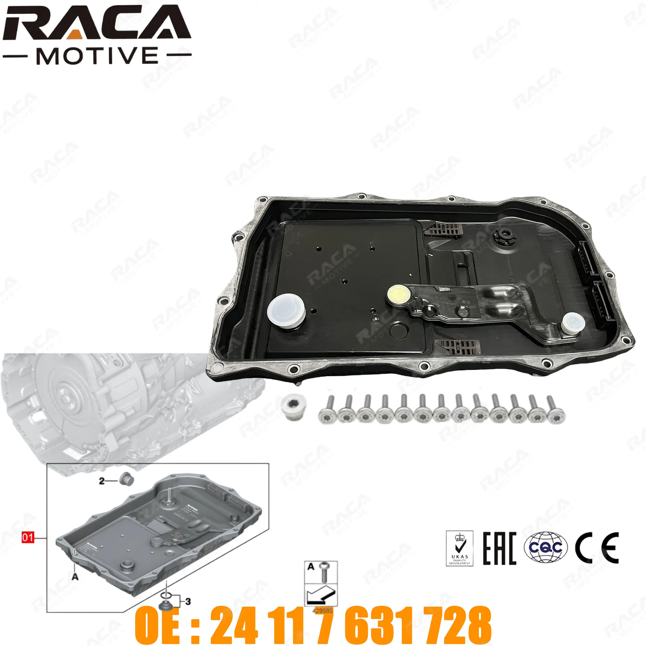 8-Speed/Start-Stop Automatic Transmission Oil Pan (with Screws) for Bmw 3(F30,F80) 2011-2018, 5(F10) 2009-2016, 7(F01,F02,F03,F04) 2008-2015, X6(E71,E72) 2007-2015 24117631728