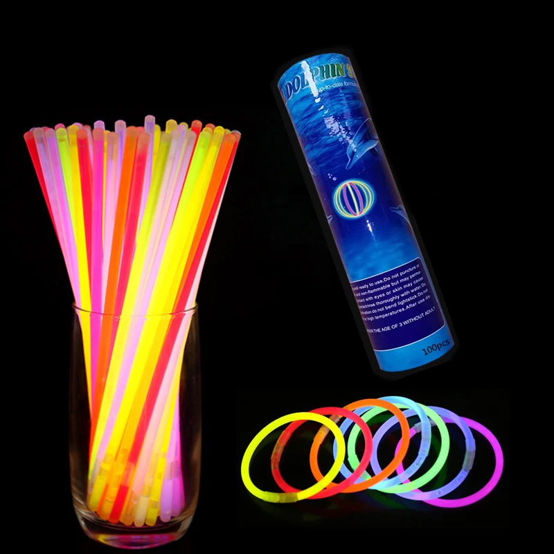 50/100Pcs Brilho Vara Fluorescente Colar de Neon Pulseiras Festa Luz Vara Para Wedd Festive Concert Party Brilho Vara