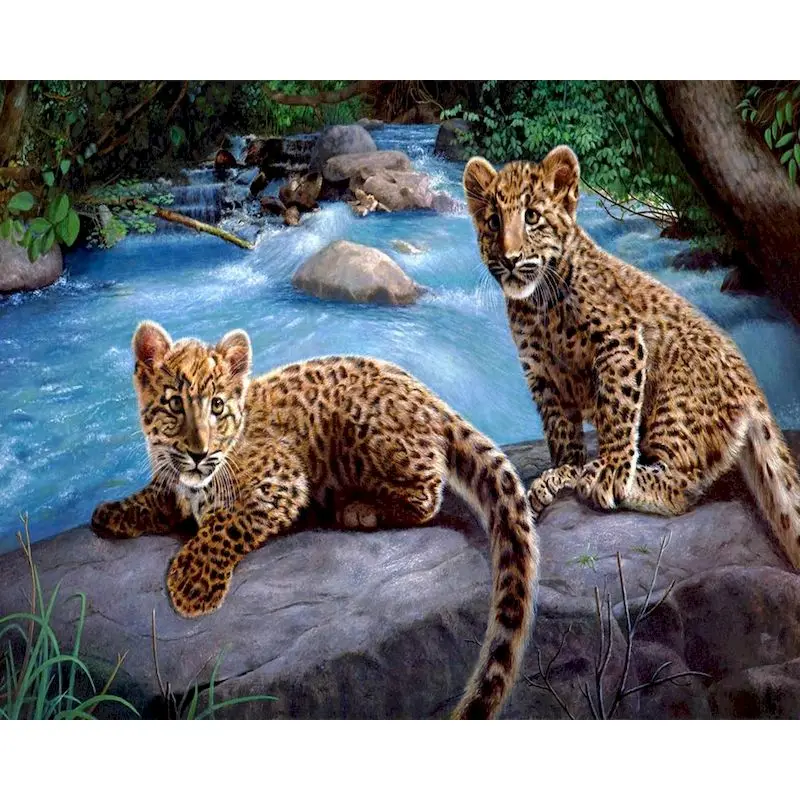 

GATYZTORY DIY Painting By Numbers Leopards Animal Painting Modern Pictures Coloring Paint By Numbers Home Decor For Living Room