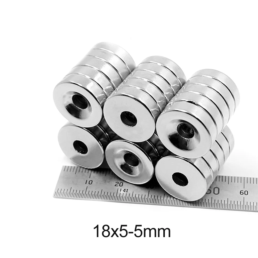 5~50PCS 18x5-5 mm Disc Rare Earth Neodymium Magnets 18*5 mm Hole 5mm Powerful Magnetic Magnet 18x5-5mm Round Magnet 18*5-5