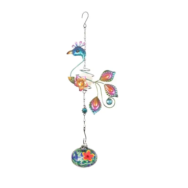 Wind Chimes Hummingbird Feeders Glass Outdoor Garden Bird Feeder Hanger Suspension Design Bird Feeding Tool for Garden Porch