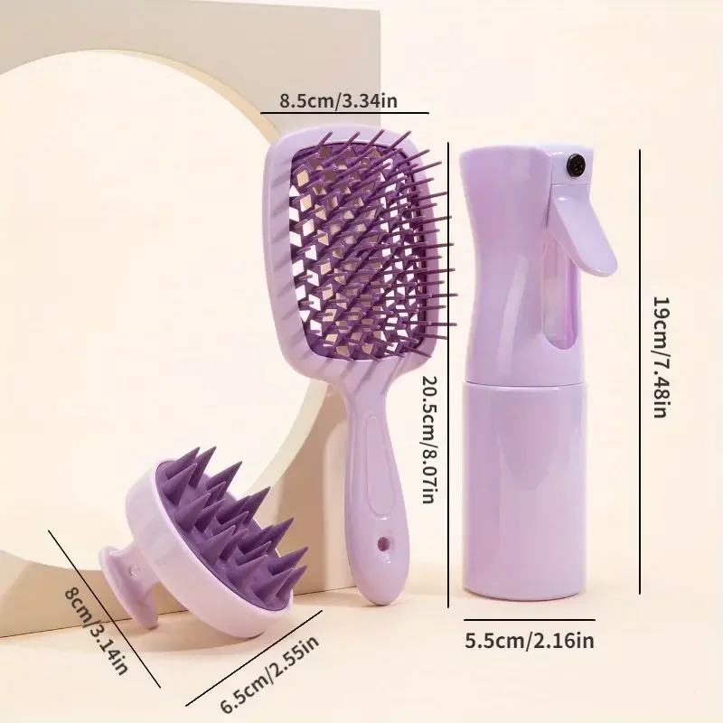 2/3pcs set Scalp Massage Comb Hollow Out Comb Shampoo Massage Brush For Bath Hair Washing Spray Bottle Salon Hairdressing Tools