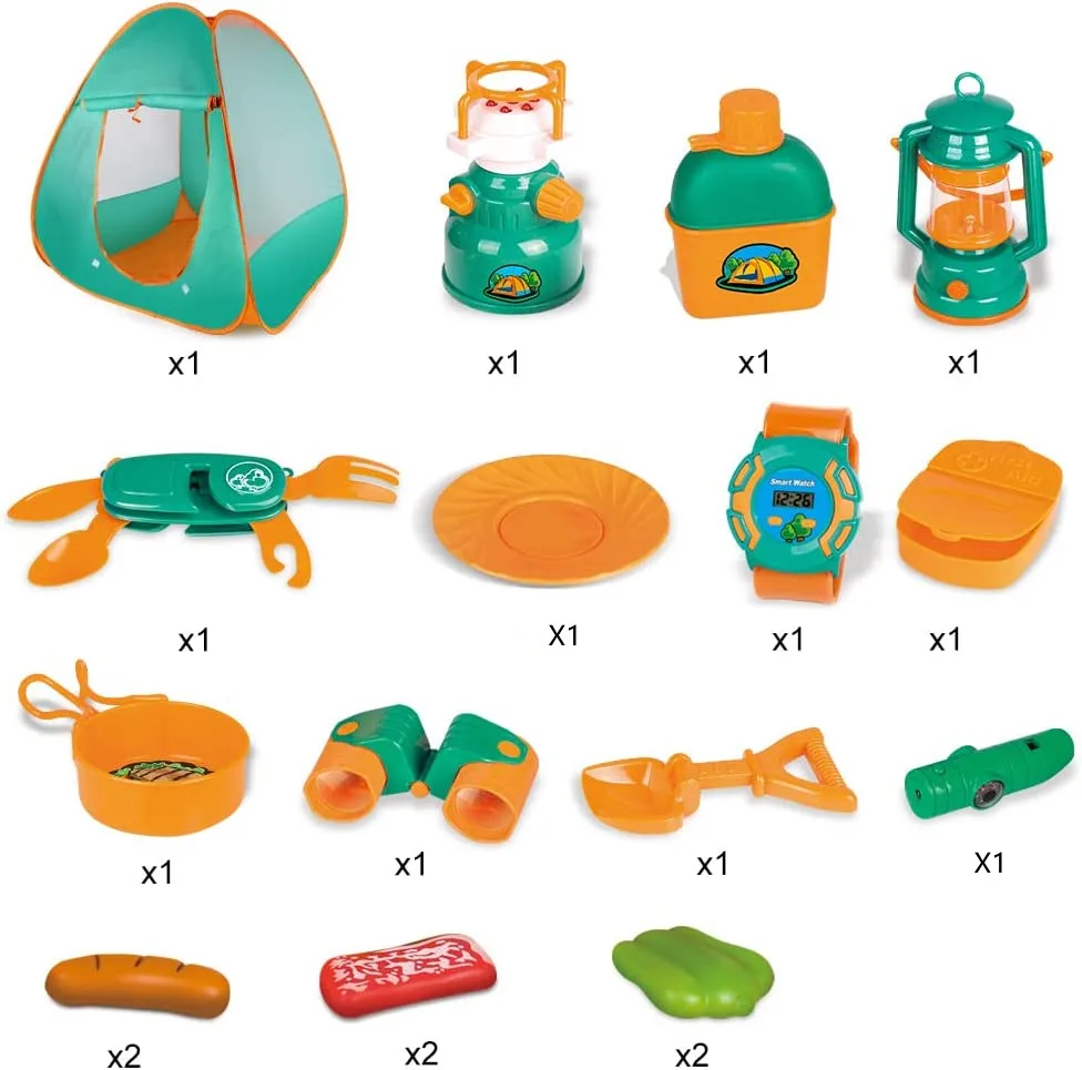 Kids Camping Set with Tent Camping Gear Toy with Pretend Play Tent Outdoor indoor Toys Pretend Play Tent Camp Gear Tools