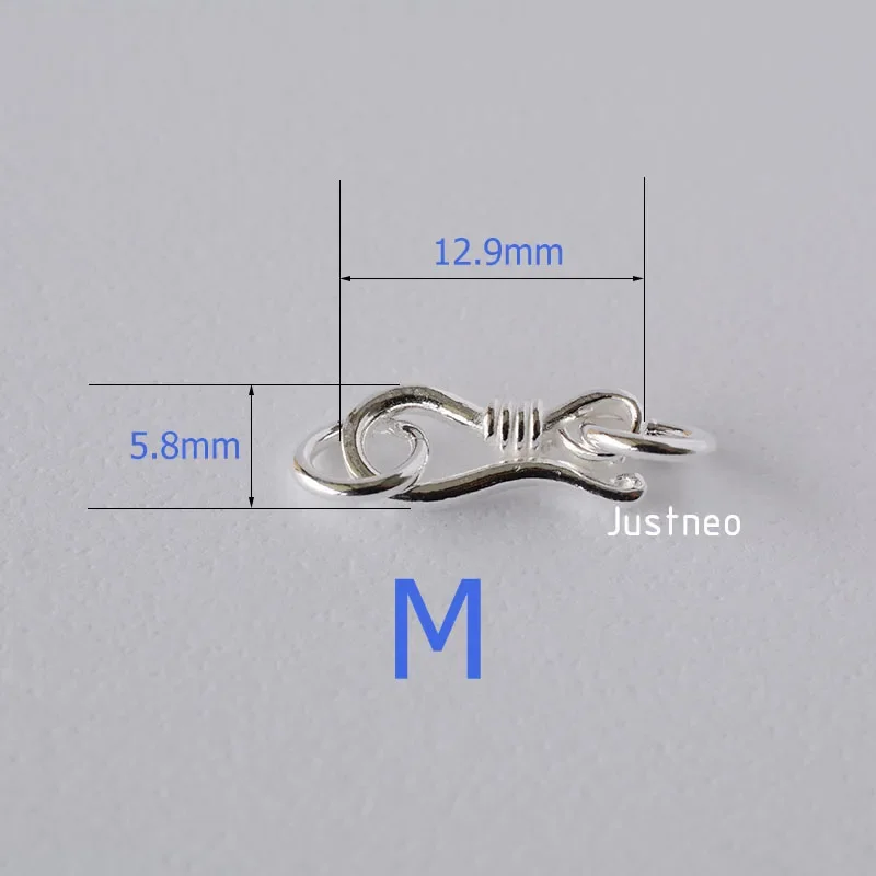 Sterling Silver S Hook & Eye Fish Clasp with Closed Jump Ring, for Necklace / Bracelet Jewelry diy Components