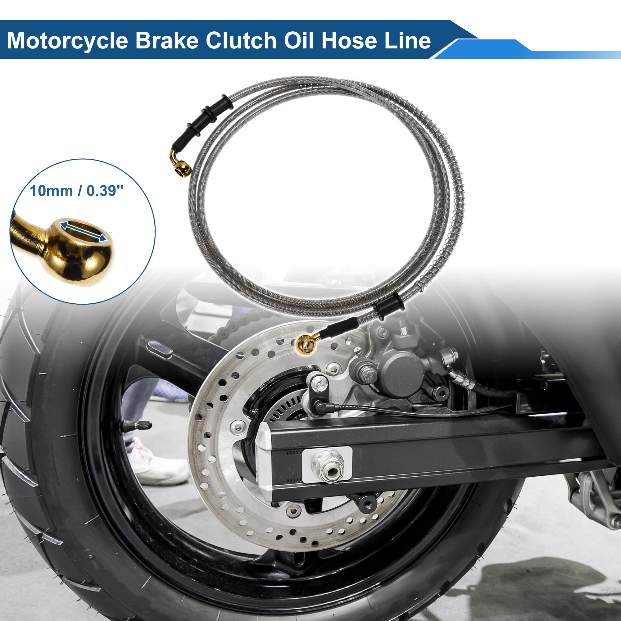 Motoforti 200cm Motorcycle Brake Clutch Oil Hose Line Silver Tone