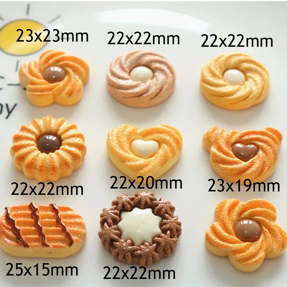 8 Stück Miniatur-Harz-Cabochons mit flacher Rückseite aus der Cookie-Serie für Haarnadeln, Scrapbooking, DIY, Heimdekoration, Bastelzubehör – Detail 2